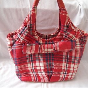 Kate spade red/blue/white plaid tote